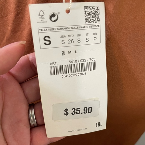 NWT Zara Rustic Orange Asymmetrical Midi Ruffle Skirt Size S - Picture 6 of 8